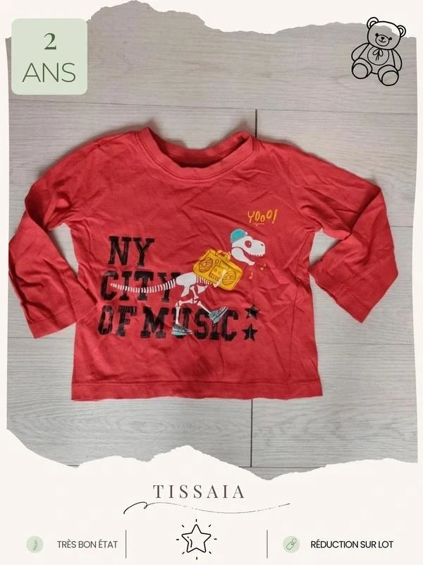 T-shirt ML dino 🧸 Taille 2 ans 🧸 Tissaia